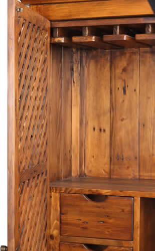 Detail of Reclaimed Wood Wine storage cabinet