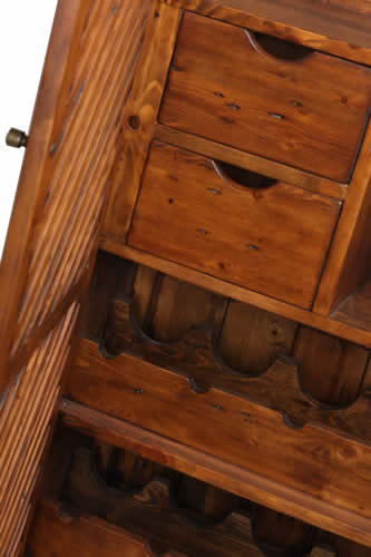 Detail of Reclaimed Wood Wine storage cabinet