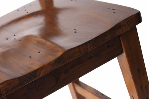 Detail of Reclaimed Wood Dining chair with timber seat